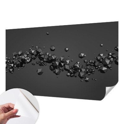 Peel and stick wall mural with a black abstract blob pattern suitable for bedroom walls