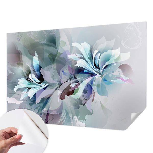 Nursery wall mural with a floral abstract design