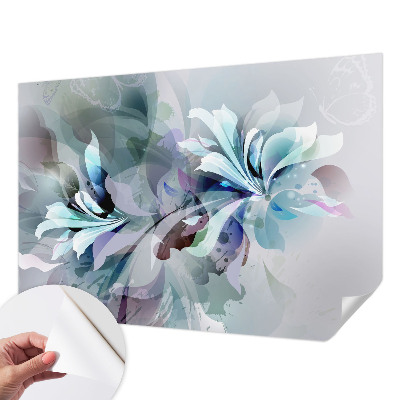 Nursery wall mural with a floral abstract design