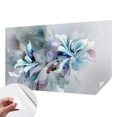 Nursery wall mural with a floral abstract design