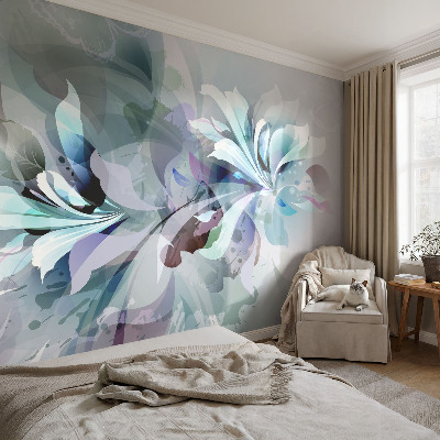 Nursery wall mural with a floral abstract design