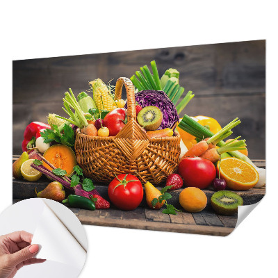 Children's wall mural featuring a playful fruity pattern