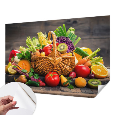 Children's wall mural featuring a playful fruity pattern