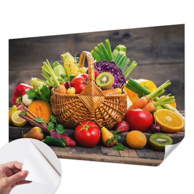 Children's wall mural featuring a playful fruity pattern