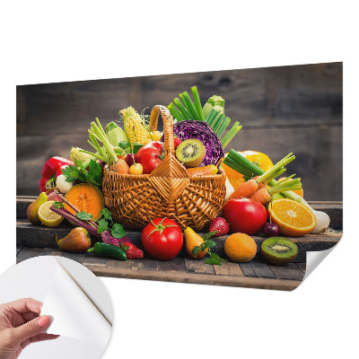 Children's wall mural featuring a playful fruity pattern