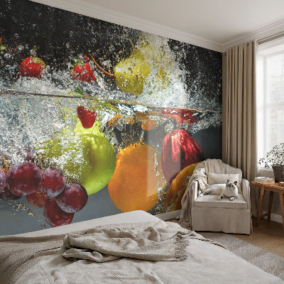 Peel and stick wall mural with a fruit-in-water design
