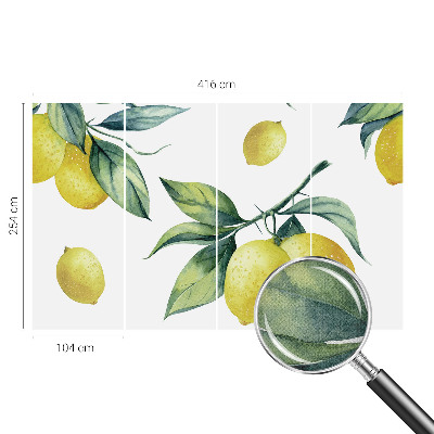 Peel and stick wallpaper mural with a lemon motif