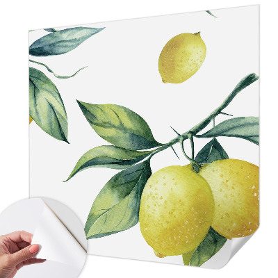 Peel and stick wallpaper mural with a lemon motif
