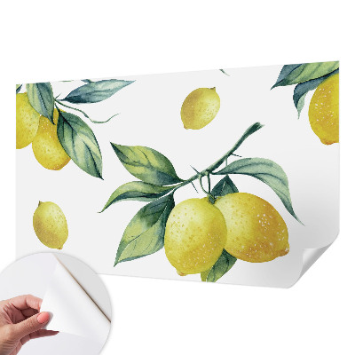 Peel and stick wallpaper mural with a lemon motif