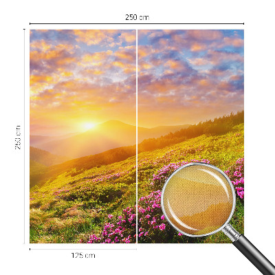 Self-adhesive wall mural with a Mountain West landscape design