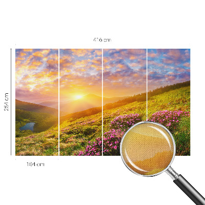 Self-adhesive wall mural with a Mountain West landscape design