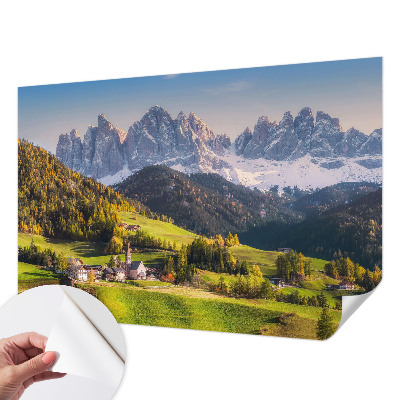 Removable wall mural featuring a mountain landscape
