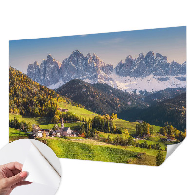 Removable wall mural featuring a mountain landscape
