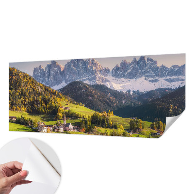 Removable wall mural featuring a mountain landscape