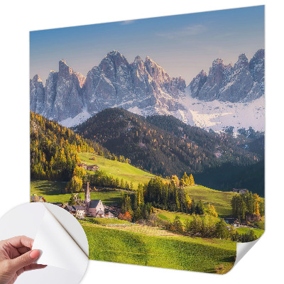 Removable wall mural featuring a mountain landscape