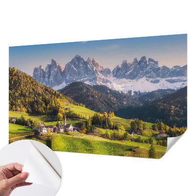 Removable wall mural featuring a mountain landscape