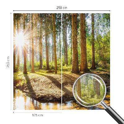 Removable wall mural wallpaper with a forest idyll design