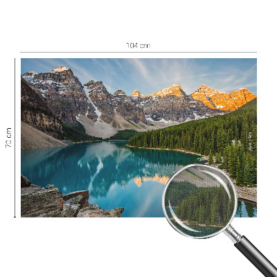 Peel and stick wall mural for living room with a mountain reflection design