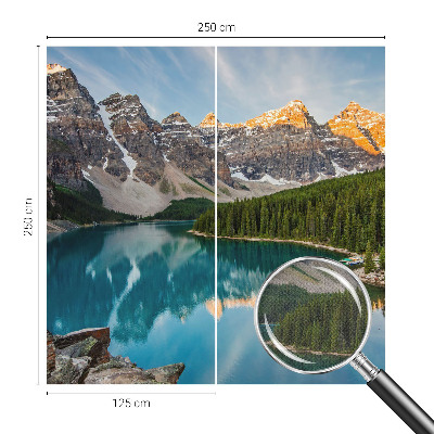 Peel and stick wall mural for living room with a mountain reflection design