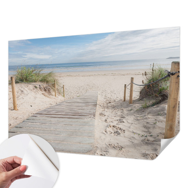 Peel and stick wall mural for bedroom featuring a wooden walkway design