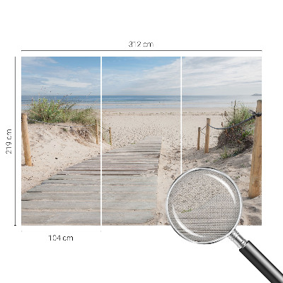 Peel and stick wall mural for bedroom featuring a wooden walkway design