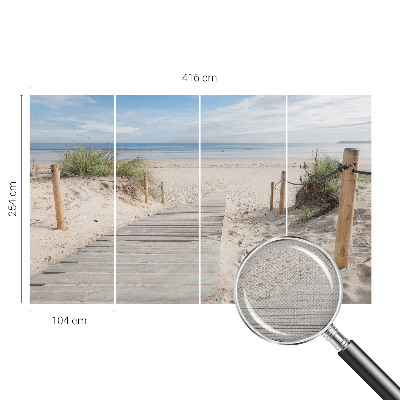 Peel and stick wall mural for bedroom featuring a wooden walkway design