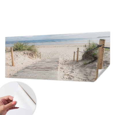Peel and stick wall mural for bedroom featuring a wooden walkway design