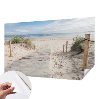Peel and stick wall mural for bedroom featuring a wooden walkway design
