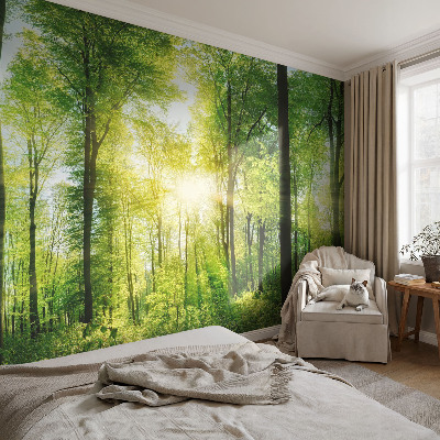 Peel and stick wall mural for kids' room with a forest harmony design