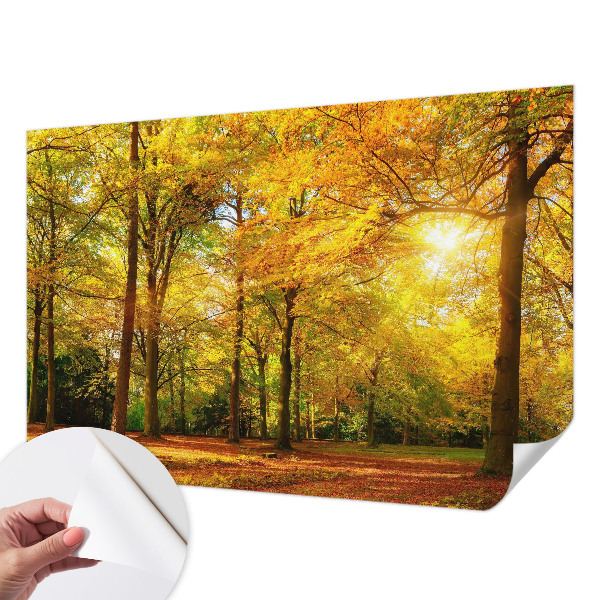 3D photo wallpaper mural with a golden leaves design