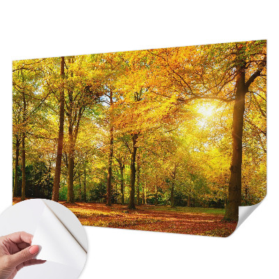 3D photo wallpaper mural with a golden leaves design