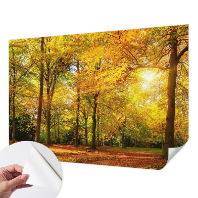 3D photo wallpaper mural with a golden leaves design