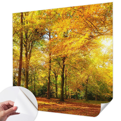 3D photo wallpaper mural with a golden leaves design