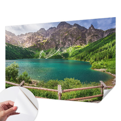 3D wall mural featuring a mountain landscape