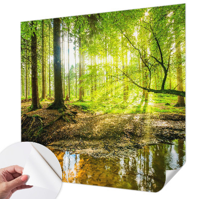 Children's wall mural featuring a green landscape design