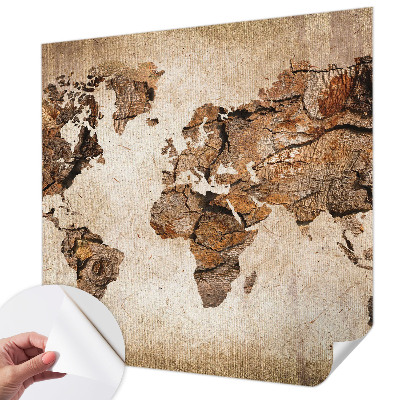 Peel and stick wall mural Wooden map