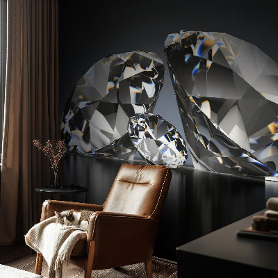 Peel and stick wallpaper mural with a crystal-inspired design