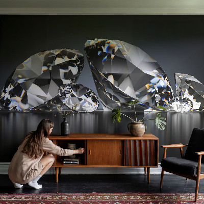 Peel and stick wallpaper mural with a crystal-inspired design