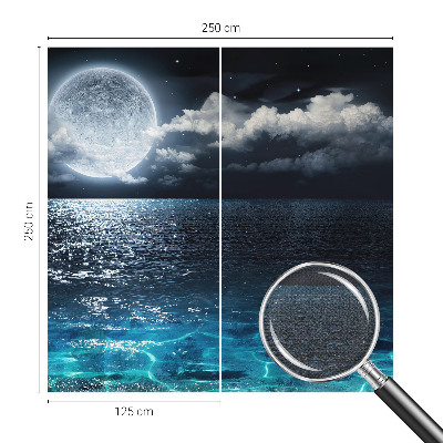 Removable wall mural wallpaper with a night sea design