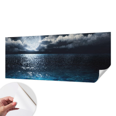 Removable wall mural wallpaper with a night sea design