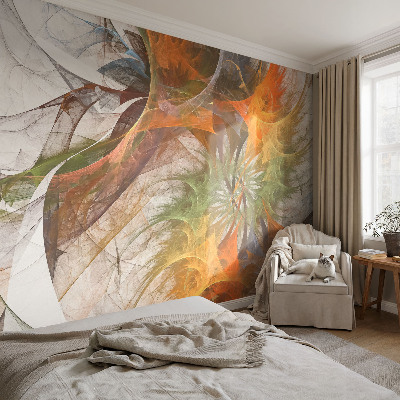 3D photo wallpaper mural with an abstract kaleidoscope design