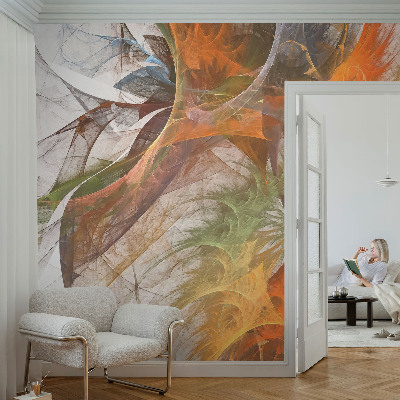 3D photo wallpaper mural with an abstract kaleidoscope design