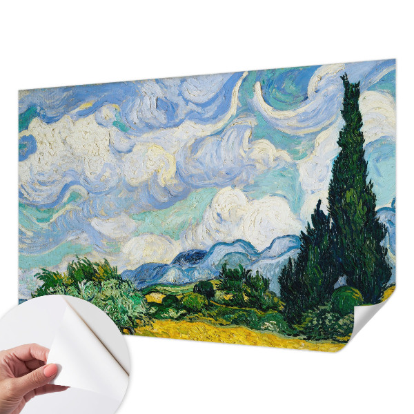 Children's wall mural with an expressive cloud design