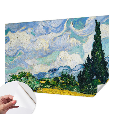 Children's wall mural with an expressive cloud design