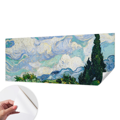 Children's wall mural with an expressive cloud design