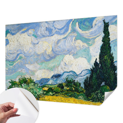 Children's wall mural with an expressive cloud design