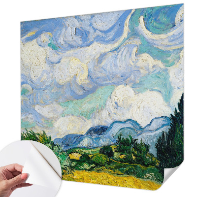Children's wall mural with an expressive cloud design