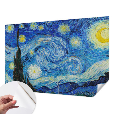Peel and stick wallpaper mural with a night sky design