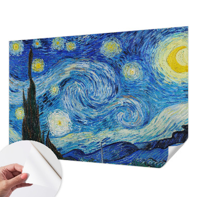 Peel and stick wallpaper mural with a night sky design