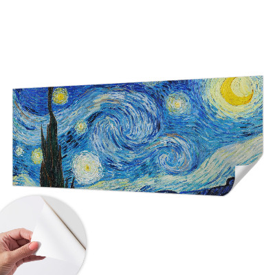 Peel and stick wallpaper mural with a night sky design